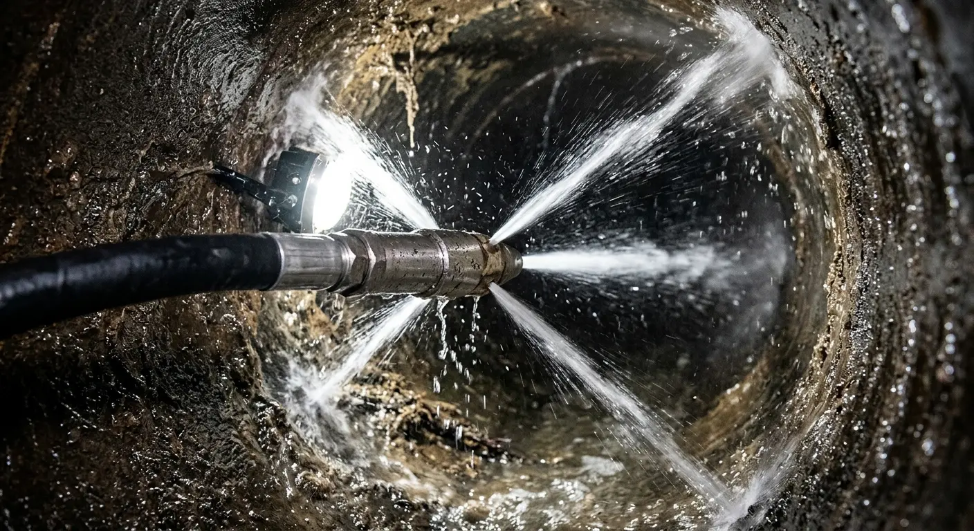 High-pressure hydro jetting nozzle cleaning sewer pipe for Storm Drain Cleaning in Buckeye